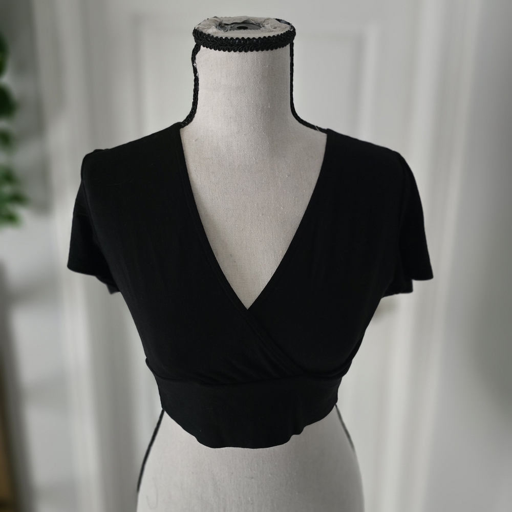 Garage Black Wrap Crop Top